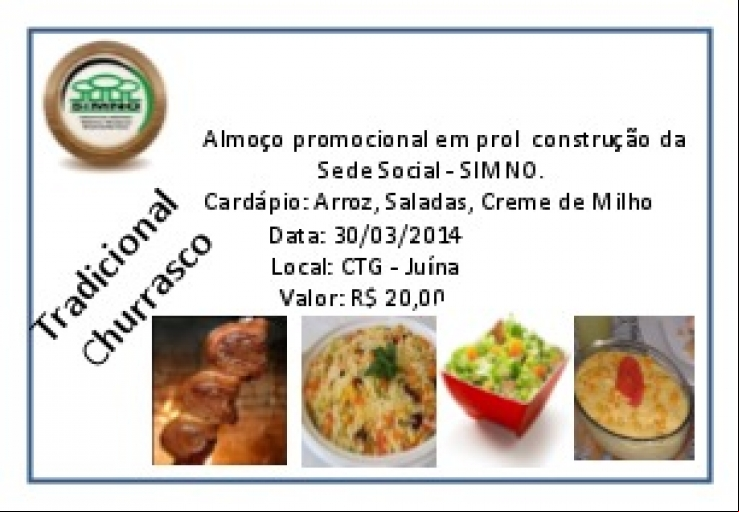 Simno promoverá almoço em prol à construção da sede social